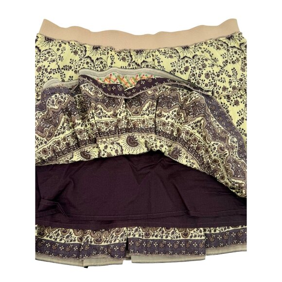 Vtg Y2K Free People Boho Paisley Sequin Tiered Mini Skirt • Skater Grunge Fairy - Picture 6 of 16